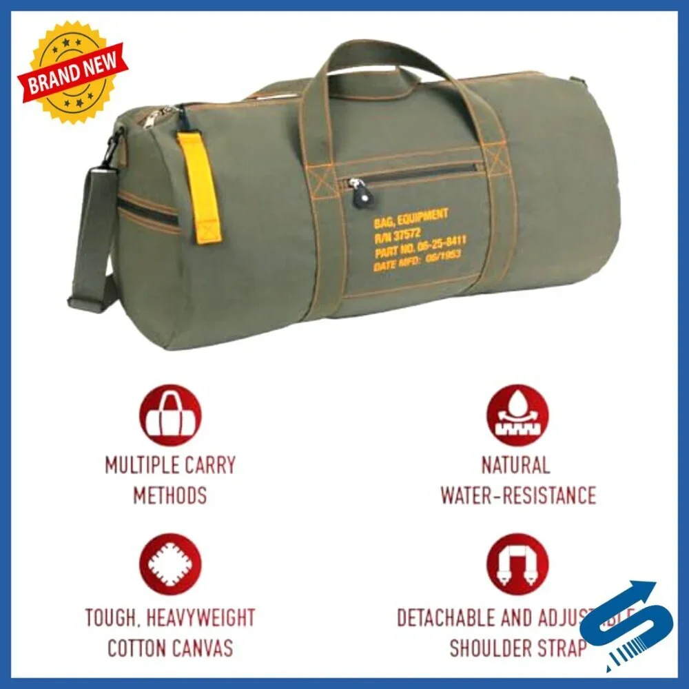 Vintage Canvas Duffle Bag Heavyweight Travel Gym Gear Storage Classic Style
